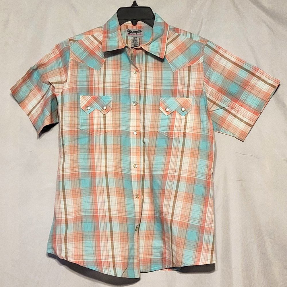 Wrangler Rancher: Shirt Lg women’s short sleeve pearl snaps